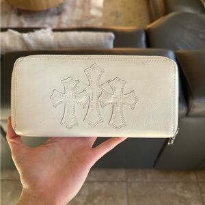 Source Unknown Cream Wallet with Cross Design